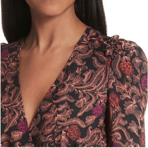 PROENZA SCHOULER PAISLEY PRINT GEORGETTE WRAP TOP - Picture 12 of 13